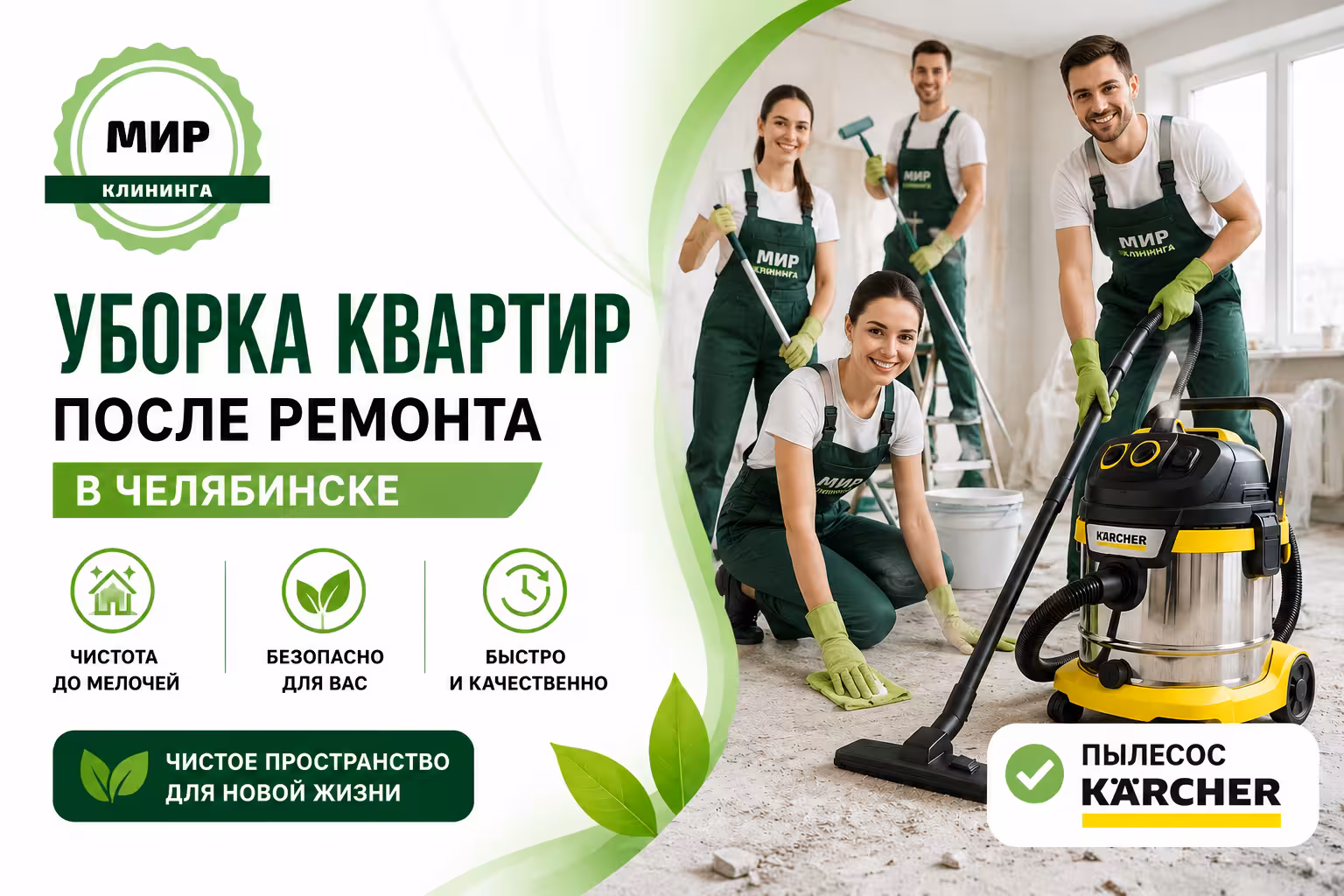 Уборка квартиры после ремонта в Челябинске