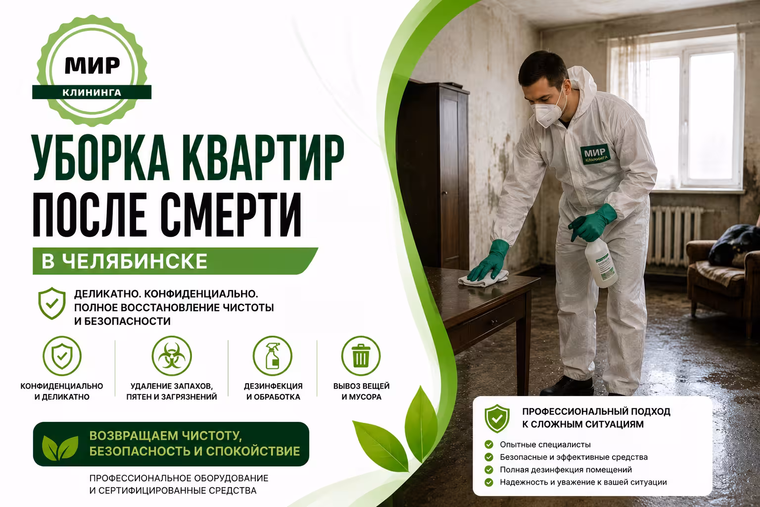 Уборка квартиры после смерти человека в Челябинске