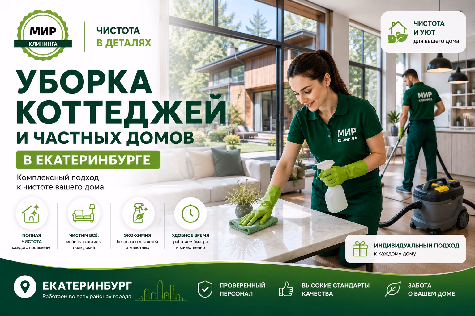 Уборка коттеджей в Екатеринбурге