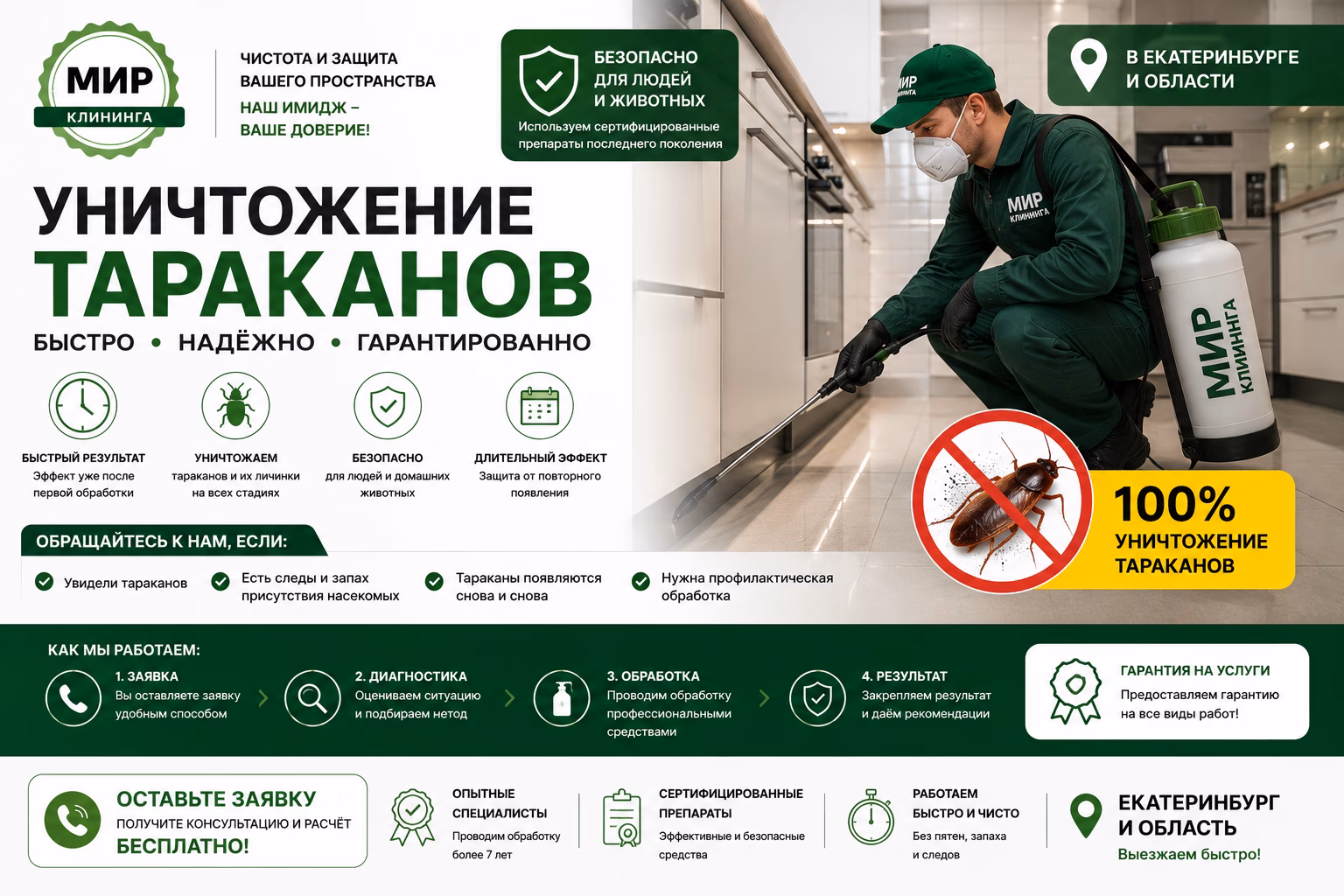Уничтожение тараканов в Екатеринбурге