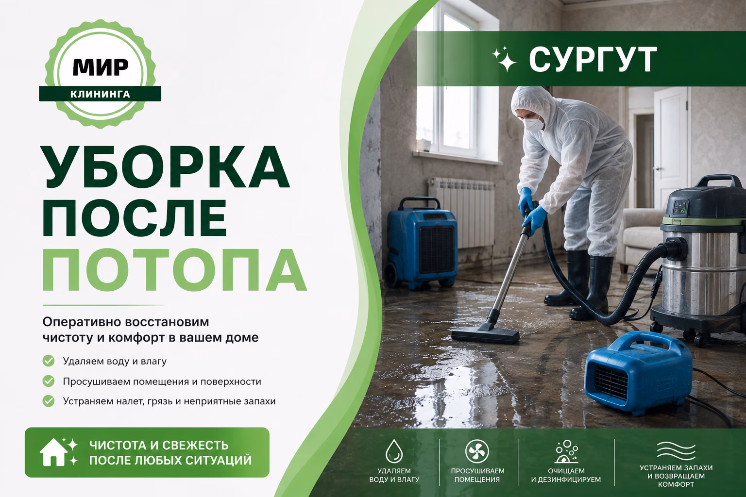 Уборка после затопления в Сургуте