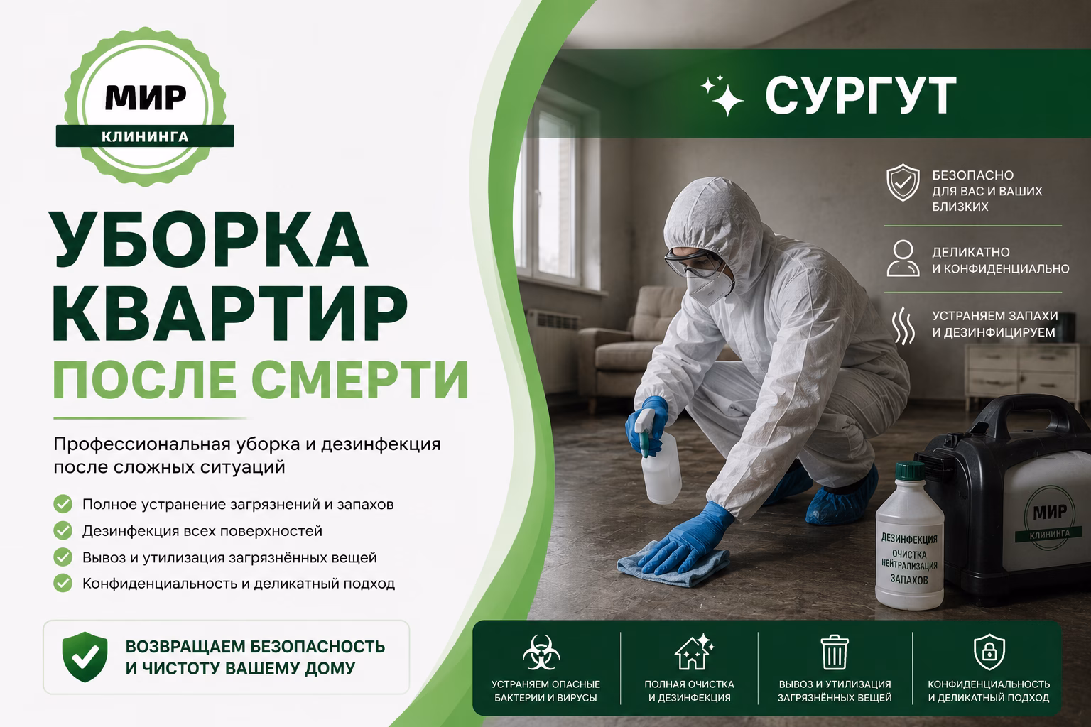 Уборка квартиры после смерти человека в Сургуте