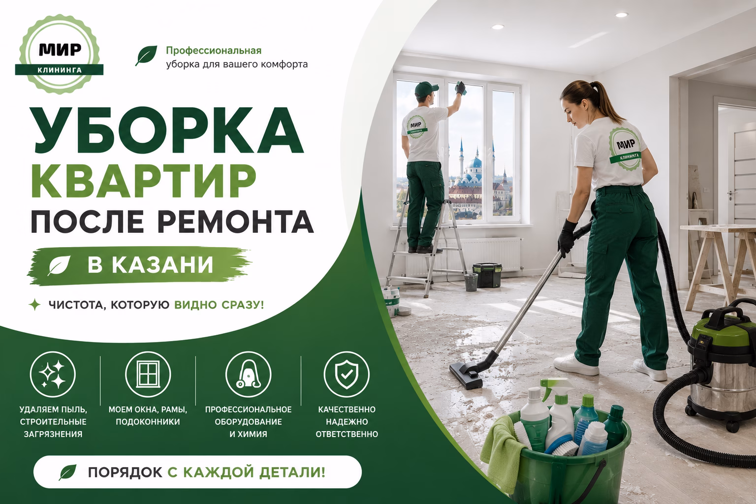Уборка квартиры после ремонта в Казани