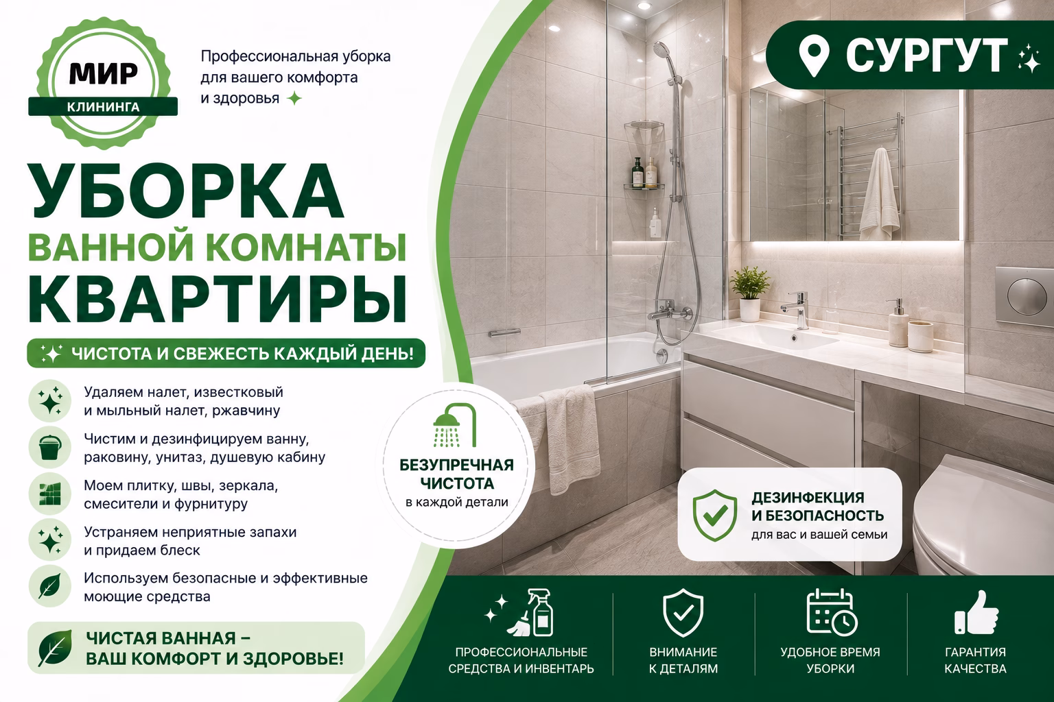 Уборка ванной комнаты в Сургуте