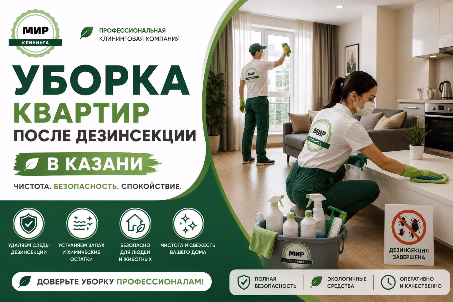 Уборка квартир после дезинсекции в Казани