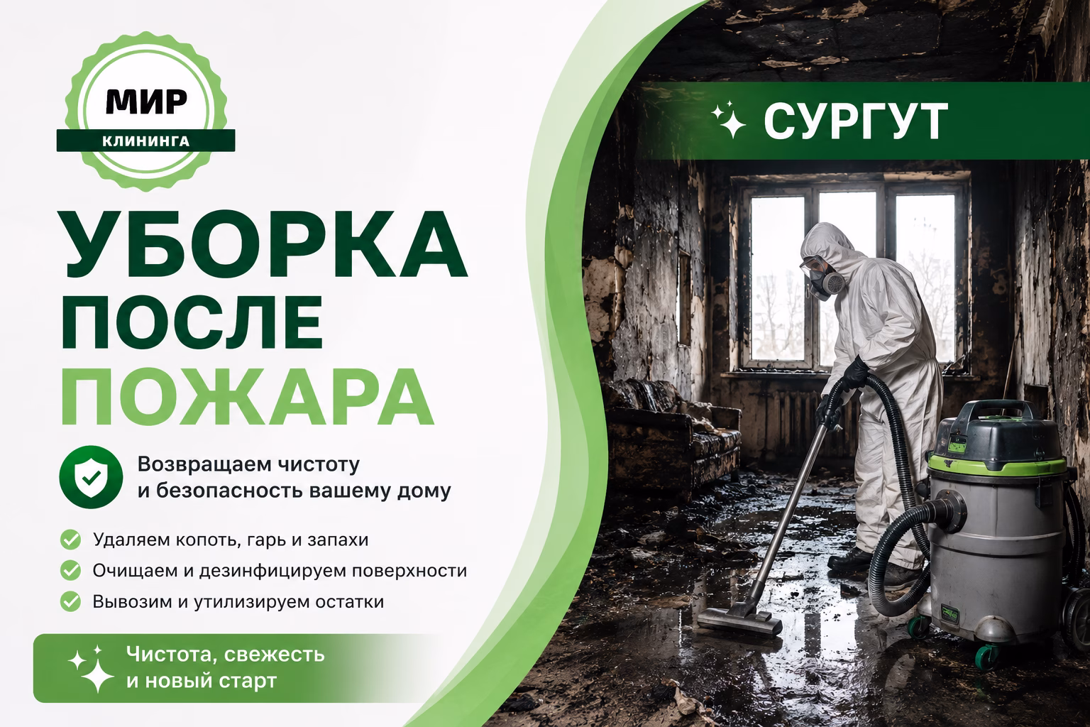 Уборка после пожара в Сургуте