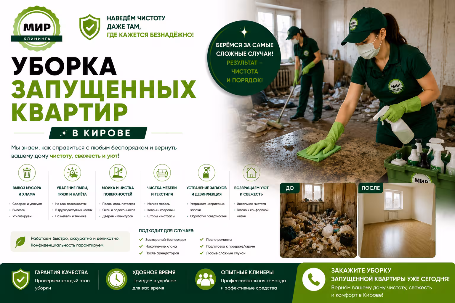Уборка запущенных квартир в Кирове