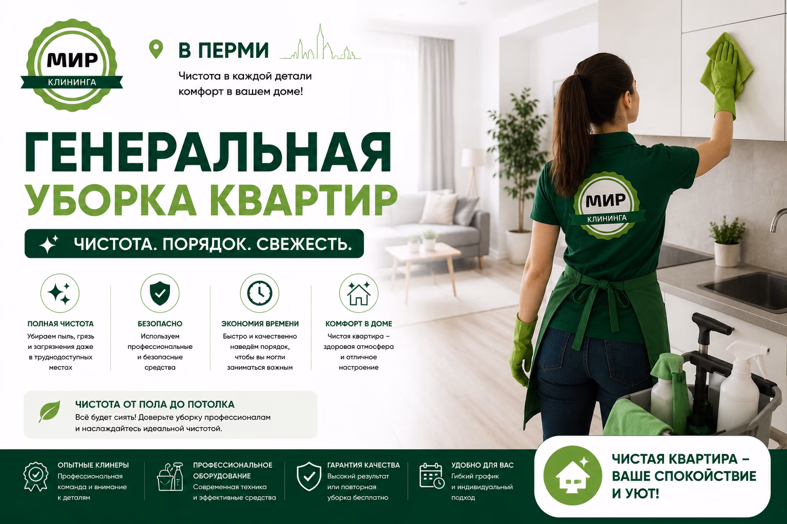 Генеральная уборка квартир в Перми