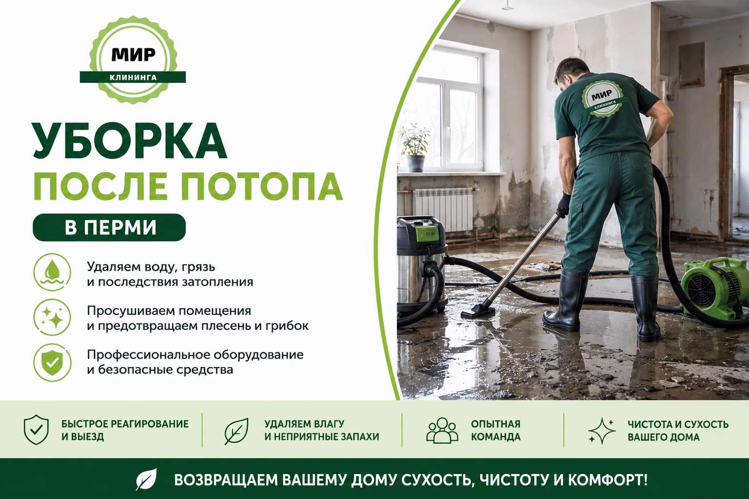 Уборка после затопления в Перми