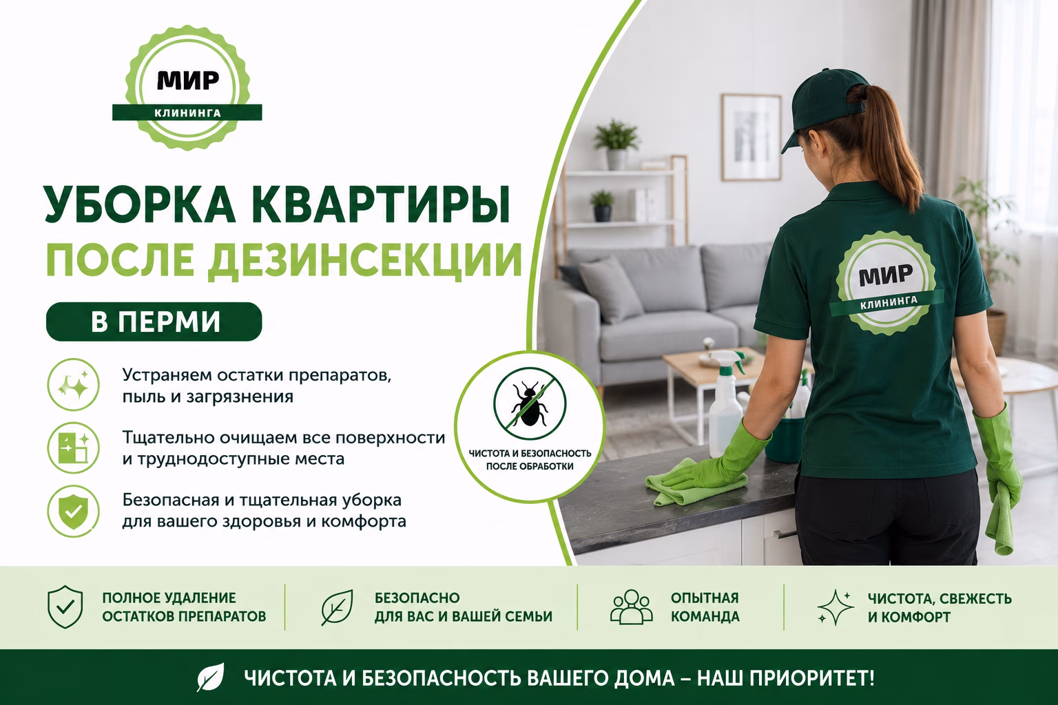 Уборка кварир после дезинсекции в Перми
