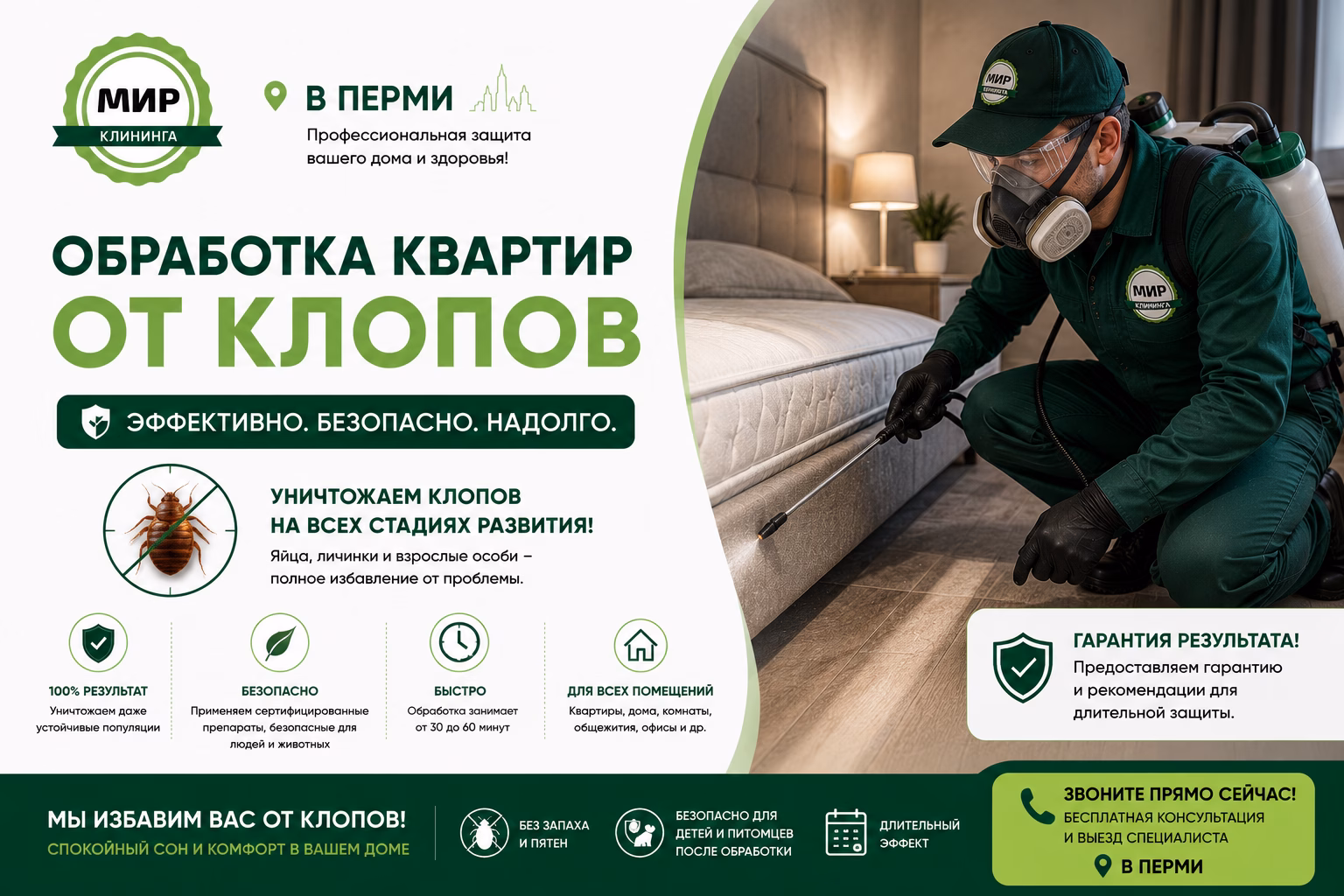 Уничтожение клопов в Перми
